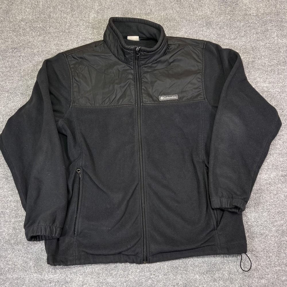 Columbia Jacket Mens XL Black Fleece Full Zip Collared Zip Pockets Windbreaker
